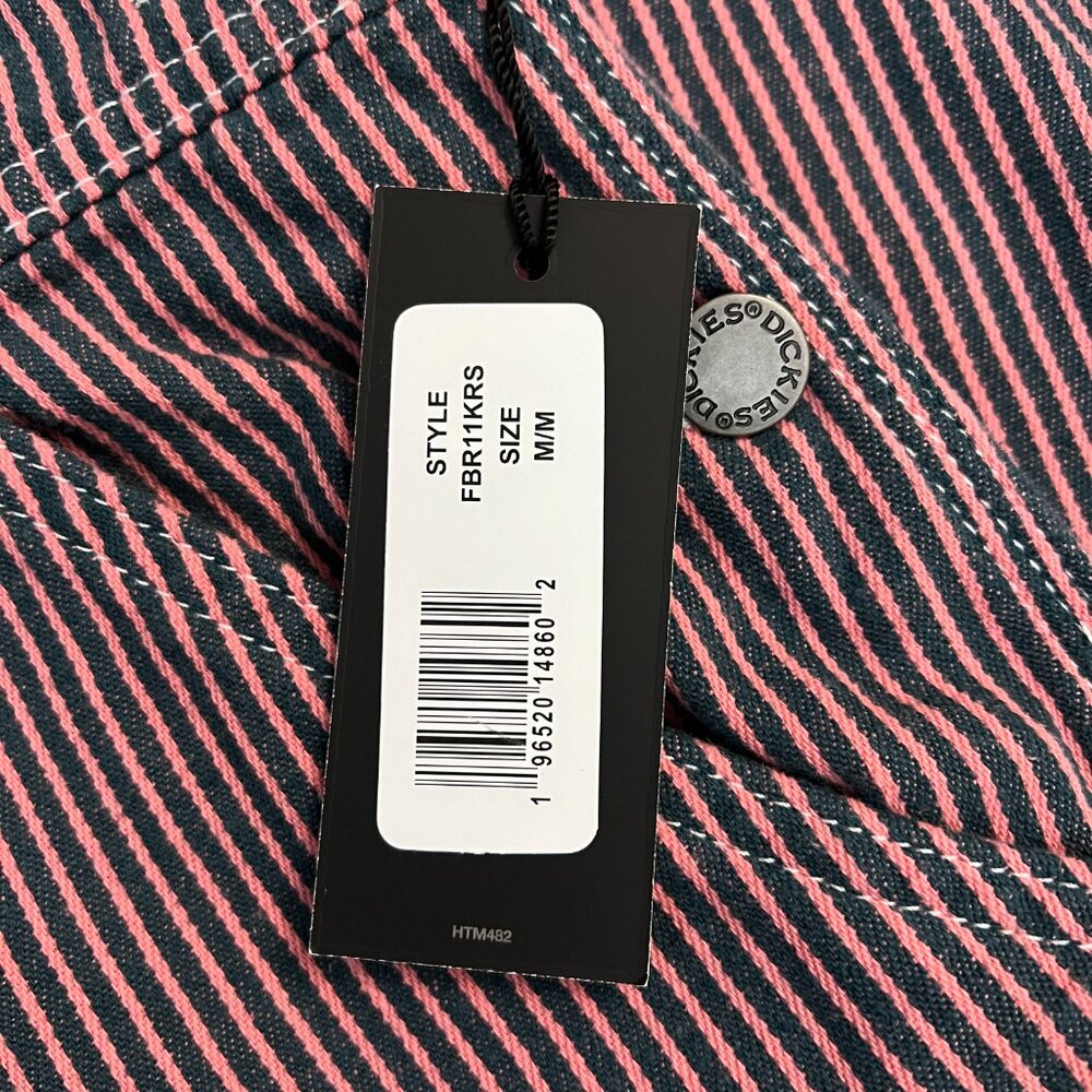 NEW Dickies Pink and Blue Hickory Stripe Bib Overalls - Picture 6 of 15